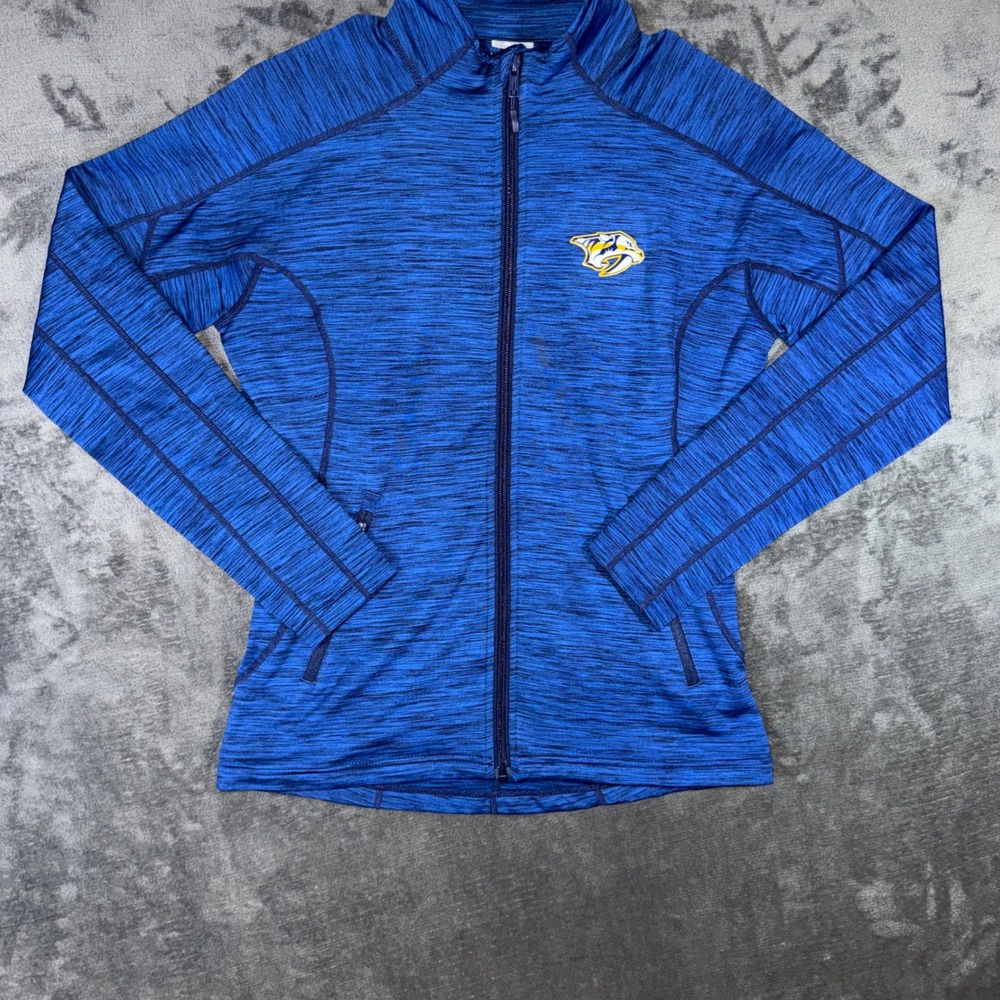 Mens Small Levelwear Nashville Predators Jacket Blue Excellent NHL Space Dye Zip